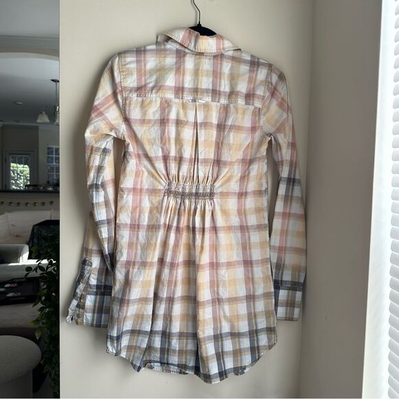 Free People size 4 white pink/yellow/purple flannel button down dress - Picture 5 of 10